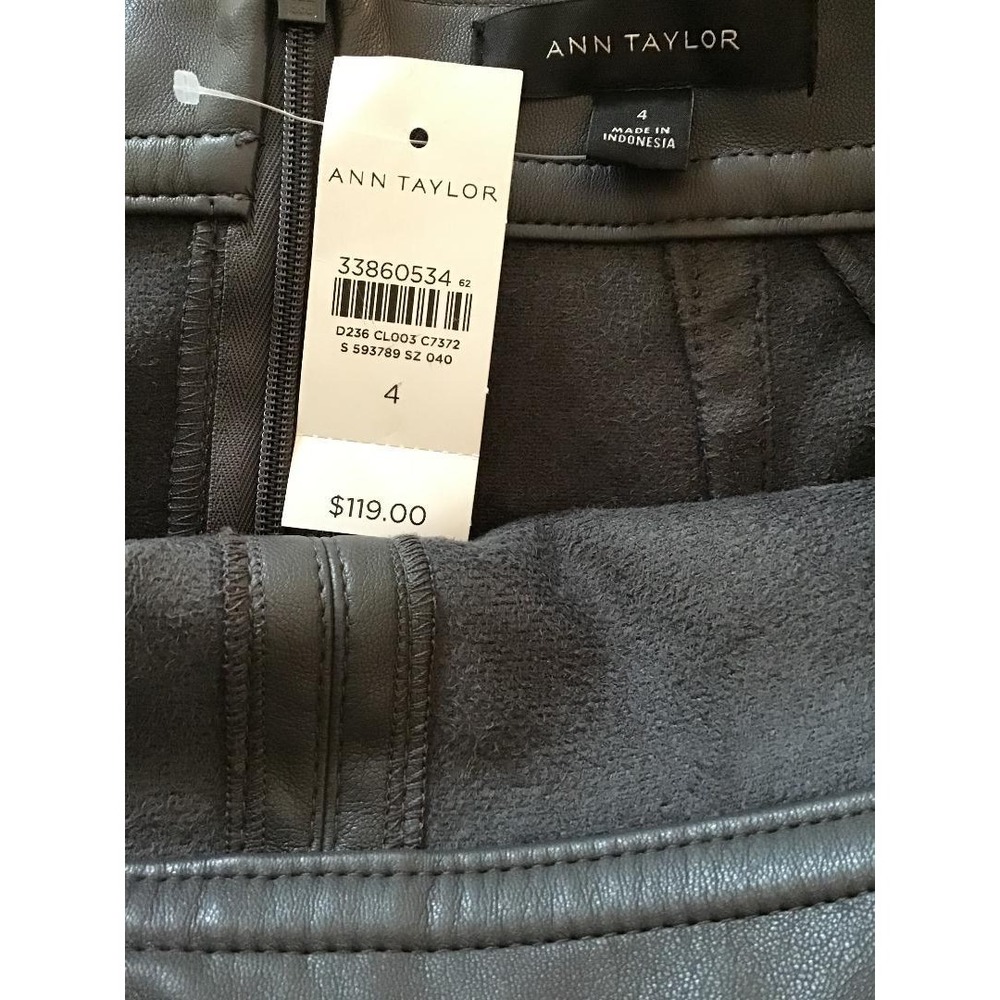 NWT Ann Taylor Faux Leather Pencil Skirt Size 4 Gray High Waist Capsule Wardrobe - Picture 9 of 15